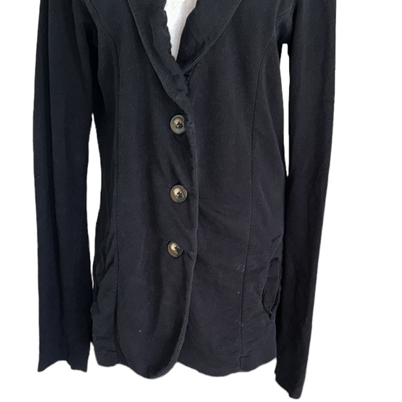 Lilla P Black Knit Ruffle Button Front Collar Jacket Cardigan Blazer - S - Picture 3 of 11